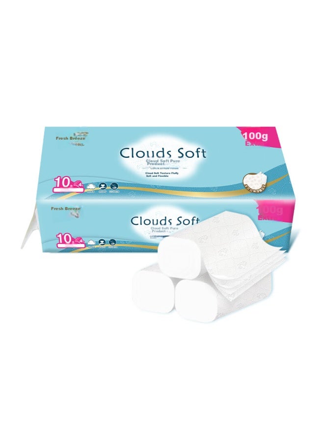 APP Qingfeng Coreless Toilet Paper, Thick Soft Skin-friendly 4-ply 70g*10 Rolls Embossed Tissue Paper - Image 1