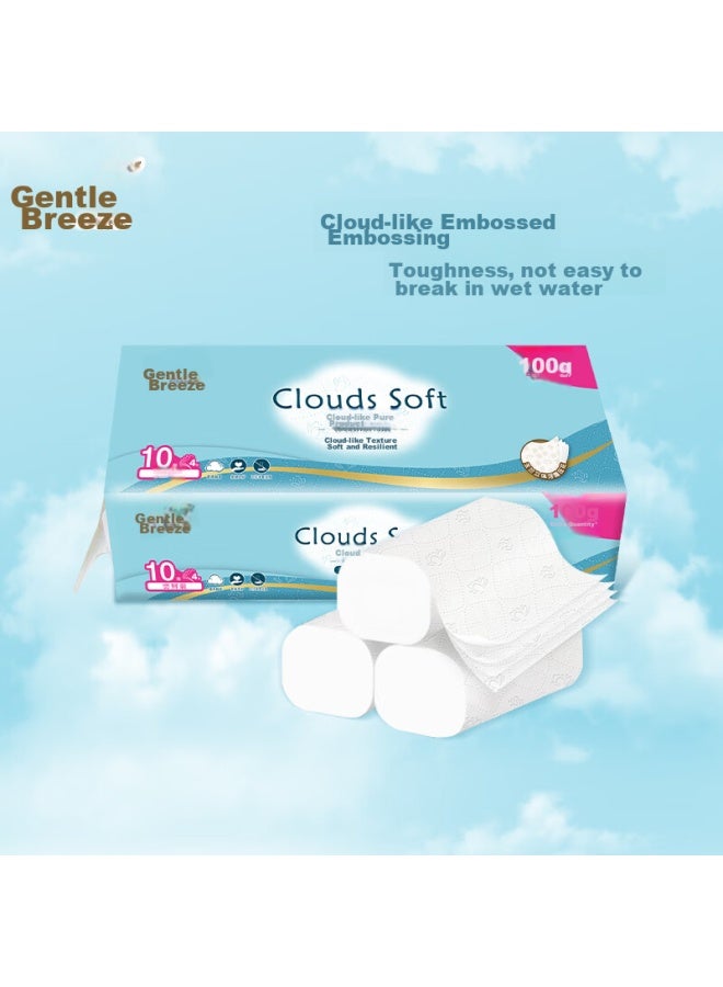 APP Qingfeng Coreless Toilet Paper, Thick Soft Skin-friendly 4-ply 70g*10 Rolls Embossed Tissue Paper - Image 2