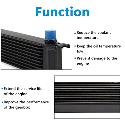 HTRACING 10 Row AN10 10AN Transmission Oil Cooler Kit Stacked Plate With 6AN 8AN Adapter Universal Engine Transmission British Radiator Oil Cooler Condenser Aluminium Alloy Black - Image 3