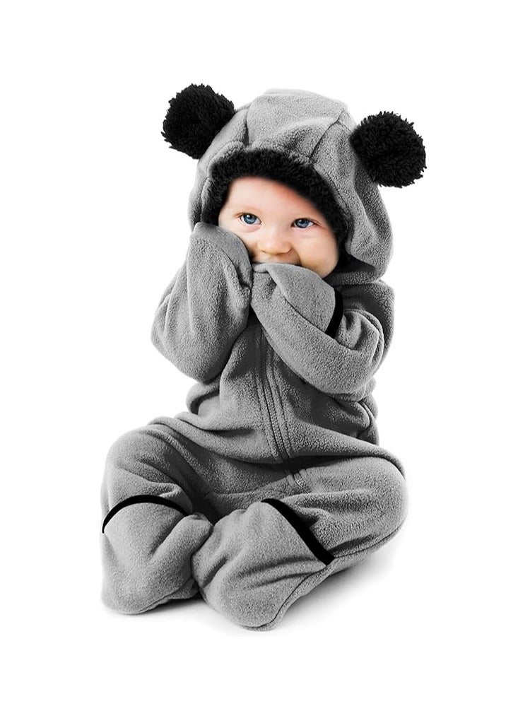 Fleece Baby Bunting Bodysuit – Infant One Piece Kids Hooded Romper Outerwear Toddler Jacket 