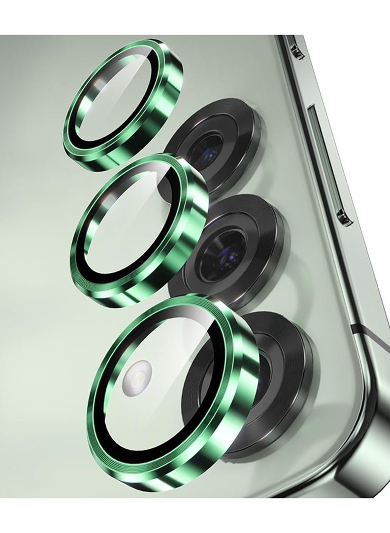 Theodor Samsung Galaxy S25 Plus 3 Pcs Camera Lens Protector With 9H Tempered HD Glass Camera Cover Anti Scratch Aluminum Alloy Camera Ring, Green - Image 1