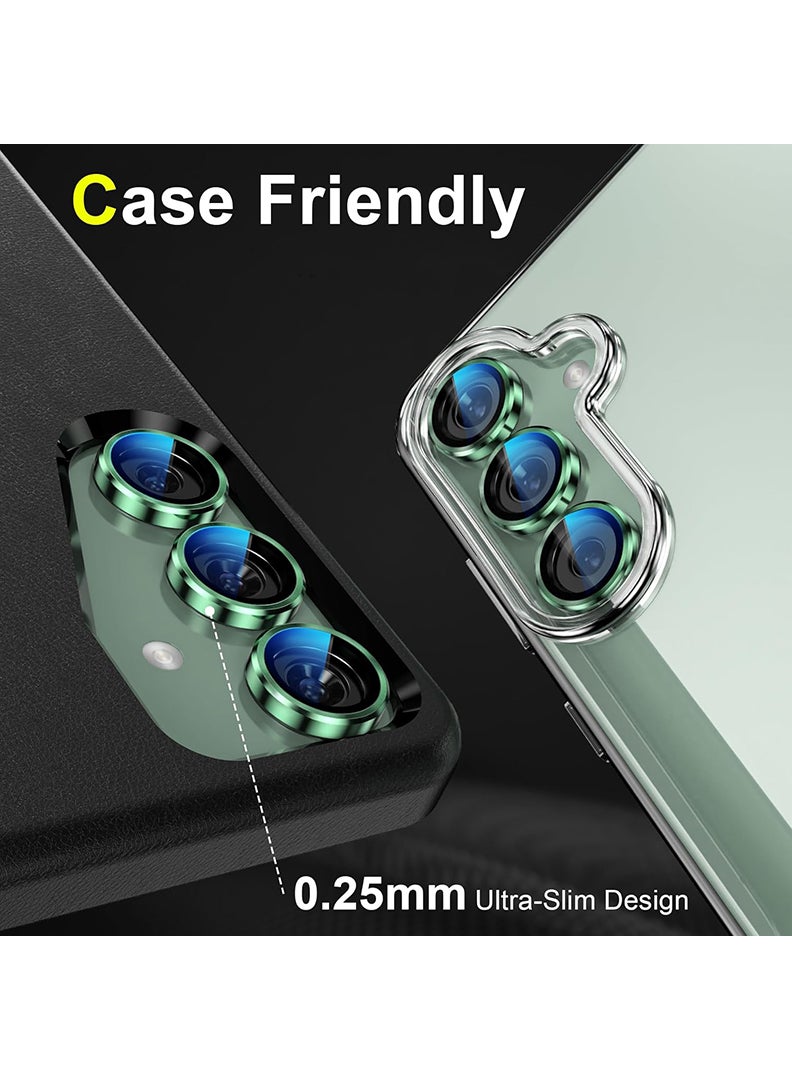 Theodor Samsung Galaxy S25 Plus 3 Pcs Camera Lens Protector With 9H Tempered HD Glass Camera Cover Anti Scratch Aluminum Alloy Camera Ring, Green - Image 4