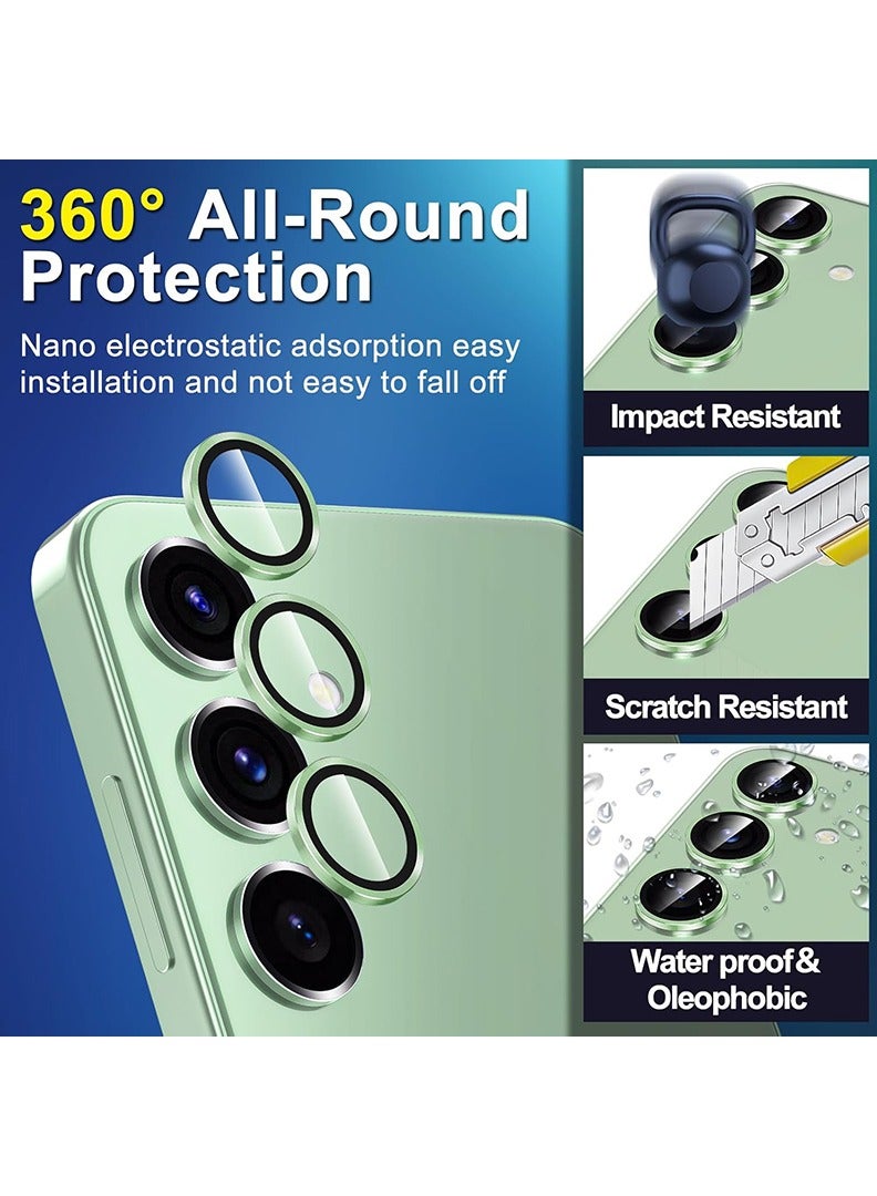 ثيودور واقي عدسة الكاميرا لهاتف سامسونج جالاكسي S25 بلس، 3 قطع، مع غطاء كاميرا زجاجي عالي الدقة 9H مضاد للخدش وحلقة كاميرا من سبائك الألومنيوم، أخضر - Image 4