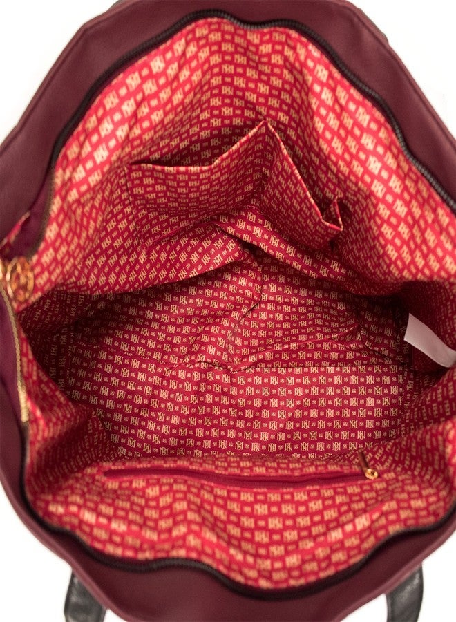 Badgley Mischka Rose Vegan Leather Weekender Duffel Bag (Merlot) - Image 3