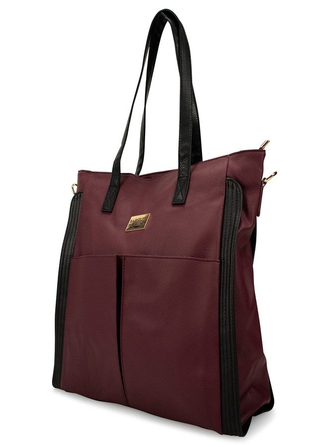 Badgley Mischka Rose Vegan Leather Weekender Duffel Bag (Merlot) - Image 1