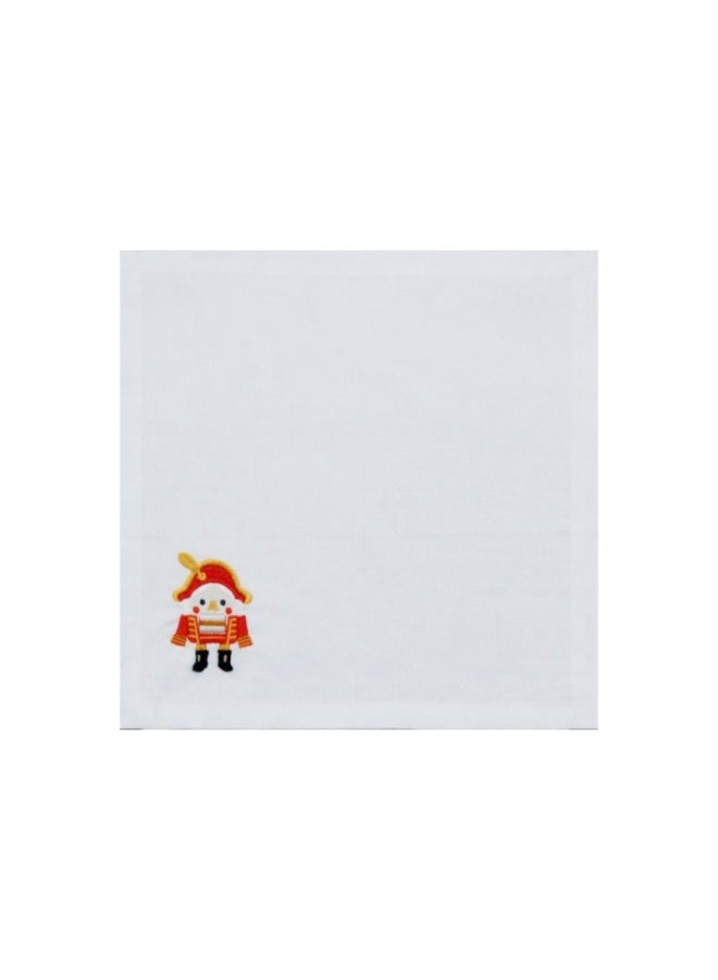 MOMO FOR HOME White Linen Table Napkin 42×42 cm with Nutcracker Embroidery - Image 1