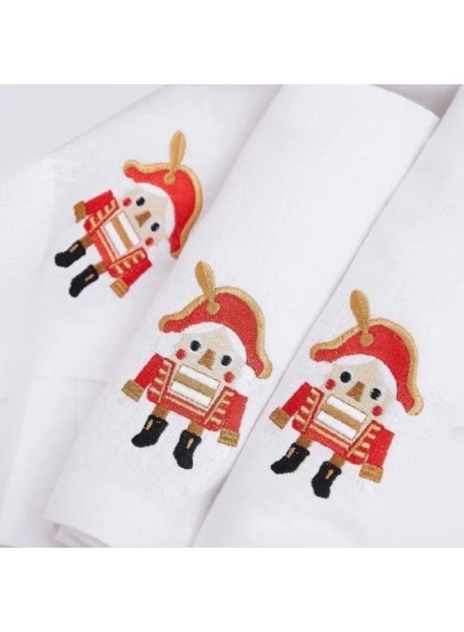 MOMO FOR HOME White Linen Table Napkin 42×42 cm with Nutcracker Embroidery - Image 3