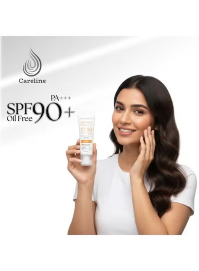 Careline Sunscreen SPF 90 PA+++ for Face, Oil-Free Foundation with Moisturizing Coverage (40g) - Image 5