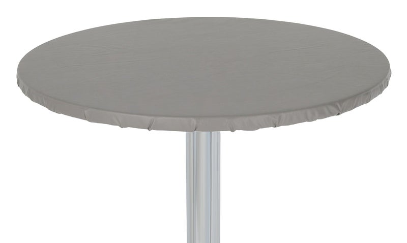 Yourtablecloth Heavy Duty Vinyl Round Fitted Tablecloth Table Cover with Flannel Backing Vibrant Colors Elasticized Tablecloth Great for Indoor and Outdoor Dining and Playing Cards 48 Grey