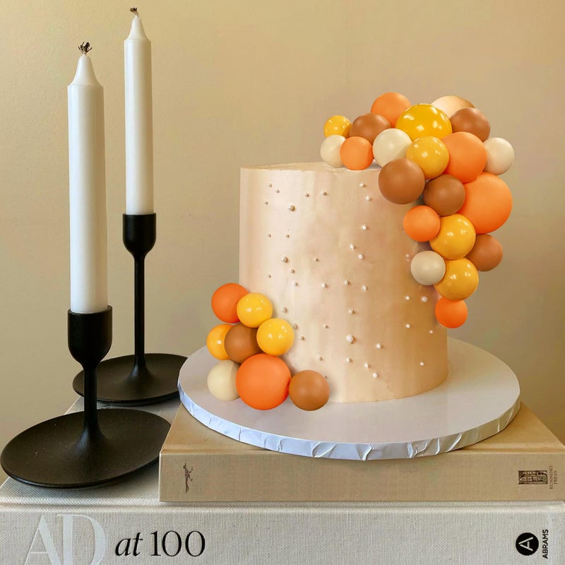 RASSLISA 32 PCS Ball Cake Picks Colorful Ball Shaped Cake Topper Pearl Balls Cupcake Cake Insert Topper for Birthday Party Wedding Decoration Supplies (Orange Yellow Apricot Caramel) - Image 5