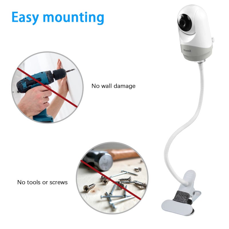 HOLACA Flexible Clip Mount for Hellobaby HB6550/HB65/HB66/HB248, Blemil Baby BL9052-2,JUAN2215 and VTimes302 Baby Monitor Camera Stand Bracket for Crib Without Tools or Wall Damage (Clip Mount) - Image 5