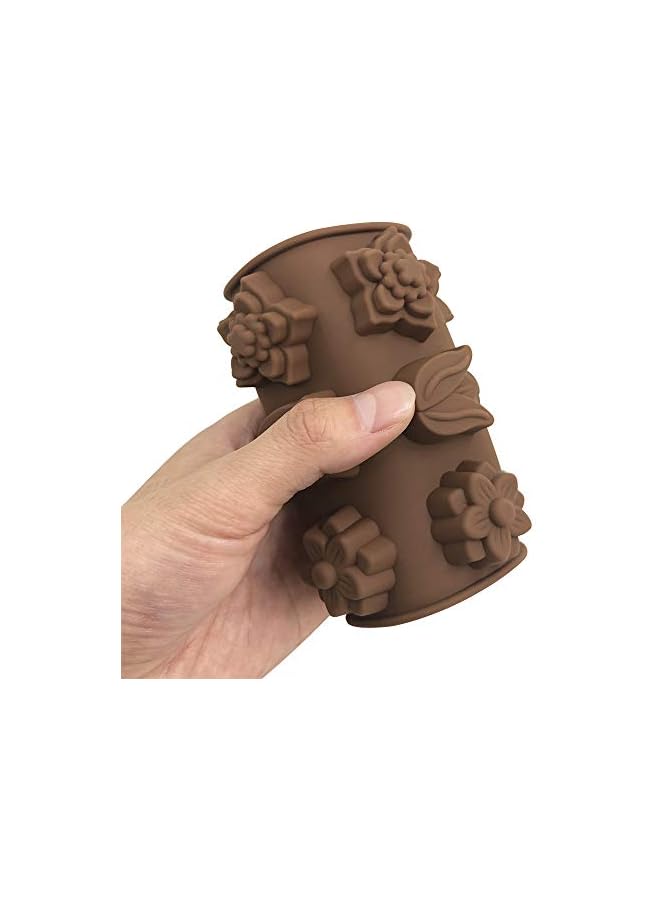 S-TOP 4 Pack Flower Shape Silicone Molds Chocolate Candy Mold, Silicone Mold for Wedding,Festival, Parties, DIY Enthusiasts-15 Cavity - Image 4