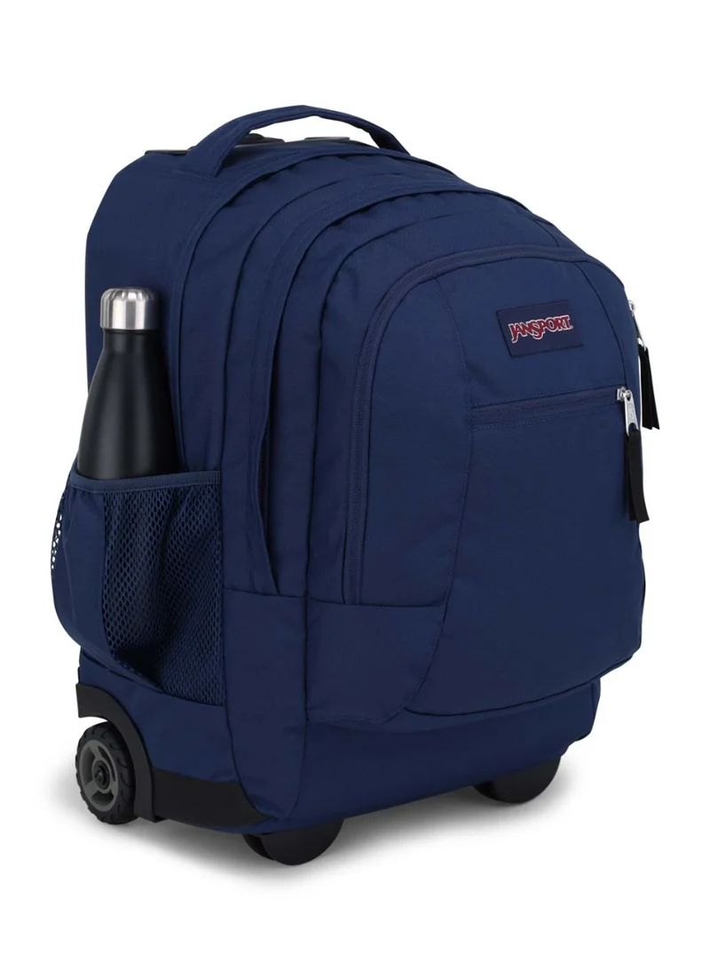 Jansport Driver 8 Trolley Backpack With Padded Shoulders, Water Bottle Pocket, 36L, 2.0kg,15Inch- Navy