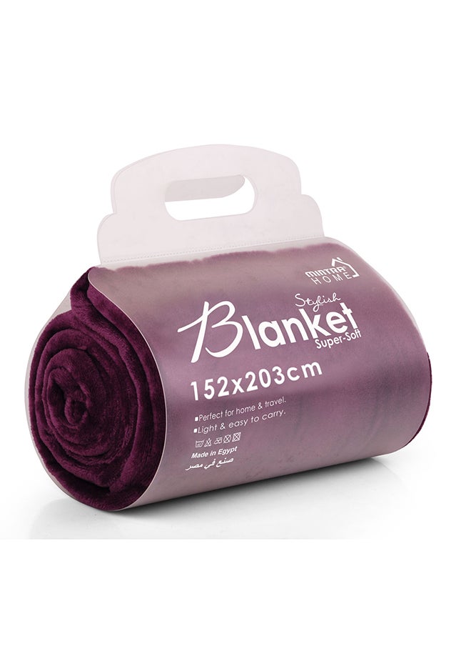 Mintra Lightweight Blanket 250 GSM Extra Soft Premium Microfiber Bed and Sofa Throw in Purple - Size 152x203cm  - Image 1
