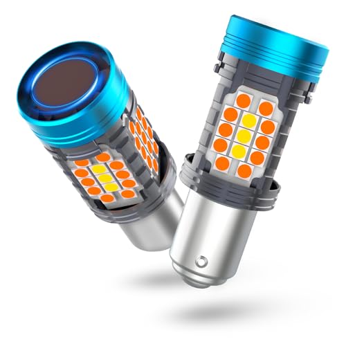 evntyps مصابيح LED 1157 Switchback من Evntyps مع مقاوم مدمج ضد الوميض المفرط، لونين 1157NA 2017 2357A لمصباح إشارة الانعطاف البرتقالي ومصباح DRL/موقف أبيض (2 قطع) - Image 1