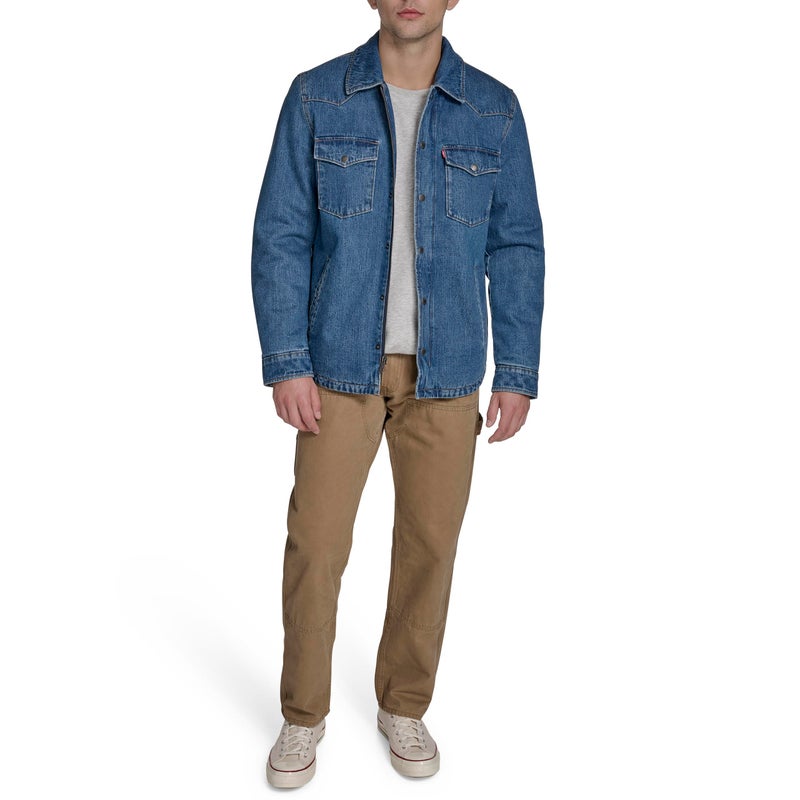 Levi's Men's Cotton Western Shirt Jacket, Medium Wash Denim, Large - Image 4