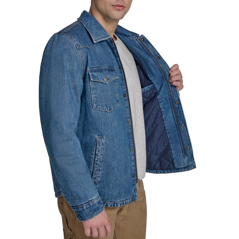 Levi's Men's Cotton Western Shirt Jacket, Medium Wash Denim, Large - Image 3