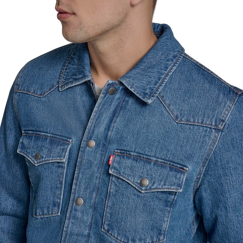 Levi's Men's Cotton Western Shirt Jacket, Medium Wash Denim, Large - Image 2