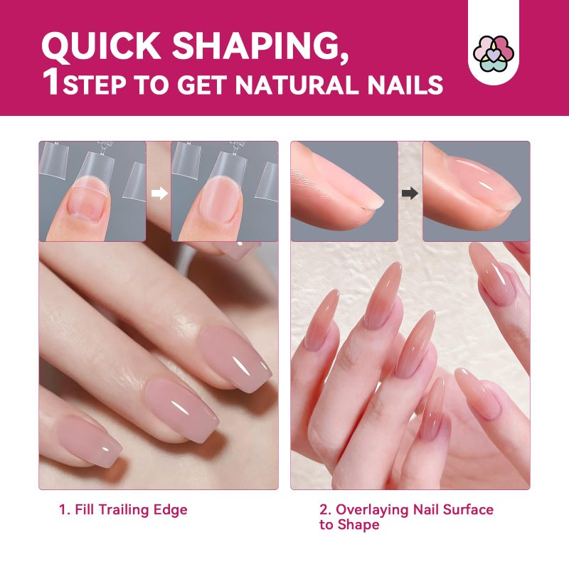 SAVILAND Builder Nail Gel Kit with Nail Drill: Castor Oil Vitamin E Builder Nail Gel in a Bottle 6 Colors 10 ml Hard Gel for Nails Strengthener Extension Gel Mini UV Lamp Nail Glue Gel Home Nail Salon - Image 5