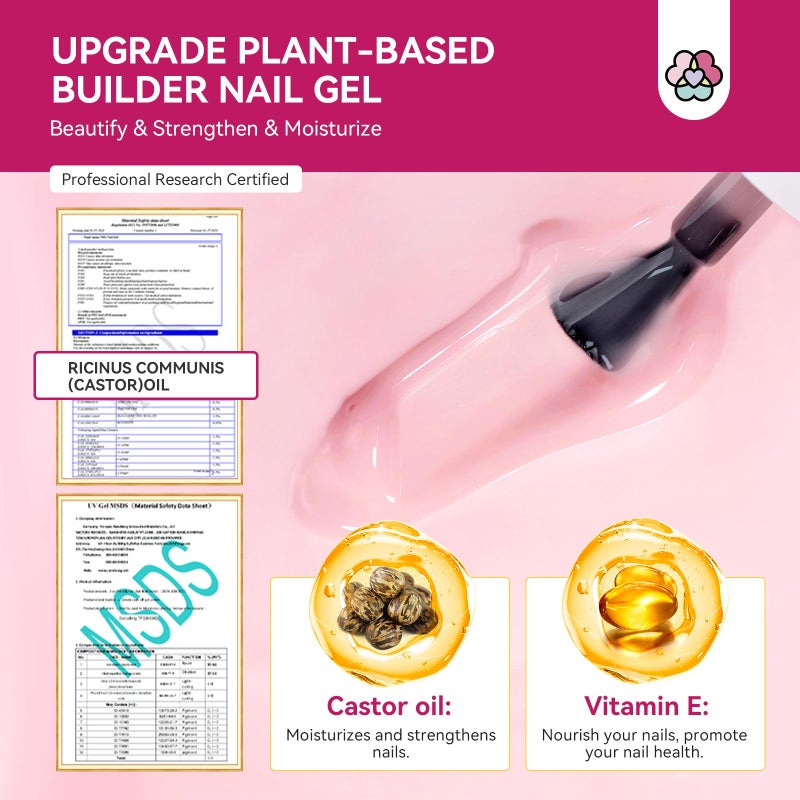 SAVILAND Builder Nail Gel Kit with Nail Drill: Castor Oil Vitamin E Builder Nail Gel in a Bottle 6 Colors 10 ml Hard Gel for Nails Strengthener Extension Gel Mini UV Lamp Nail Glue Gel Home Nail Salon - Image 3