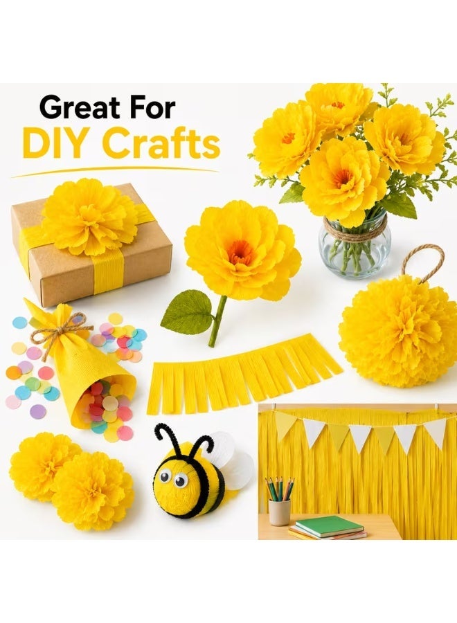 MOTARRO ME032-30 Crepe Paper Roll, Bright Yellow, Stretchable Craft Paper for Decorations, DIY Projects, Party & Classroom Use - Image 3