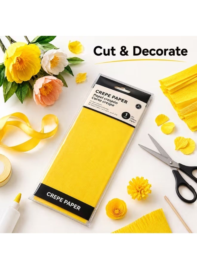 MOTARRO ME032-30 Crepe Paper Roll, Bright Yellow, Stretchable Craft Paper for Decorations, DIY Projects, Party & Classroom Use - Image 4