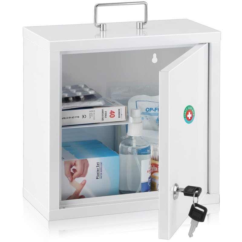 KYODOLED KYODOLED Locking Medicine Cabinet Medication Lock Box with Key Wall Mount Medical Cabinet for Safe Medication Storage 10 47 10 Inch White 