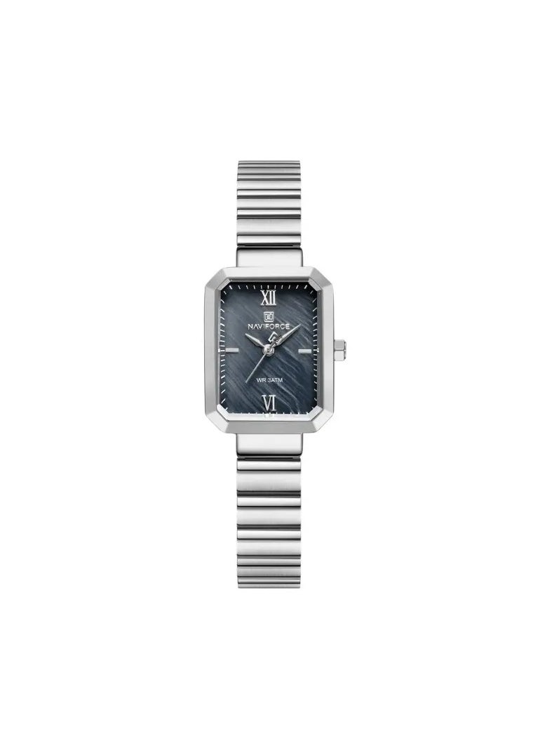NAVIFORCE - Women's Luxury Rectangular Watch Silver & Black Stainless Steel Waterproof Elegant Design - Image 1