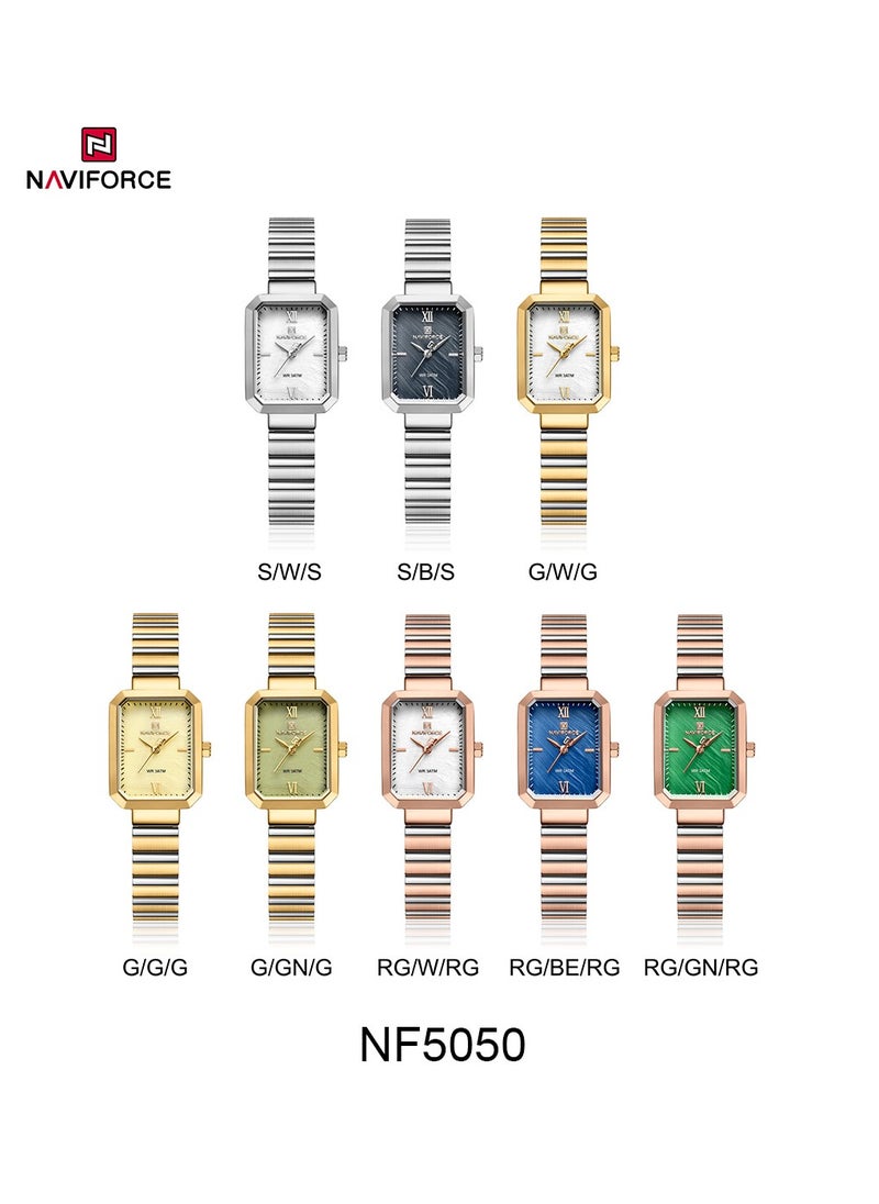 NAVIFORCE - Women's Luxury Rectangular Watch Silver & Black Stainless Steel Waterproof Elegant Design - Image 1
