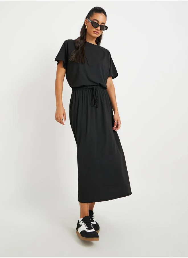 Take Two Take Two Solid Short Sleeve Tops and Midi Skirt Co-Ords