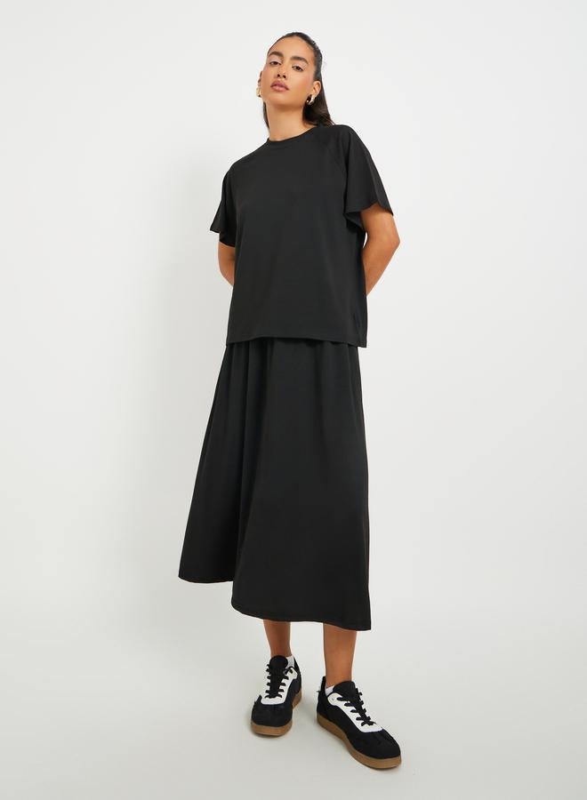 Take Two Take Two Solid Short Sleeve Tops and Midi Skirt Co-Ords  - Image 4