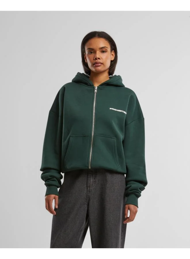 Prohibited British Racing Green Basic Logo Zip-Hoodie  | Best Price UAE