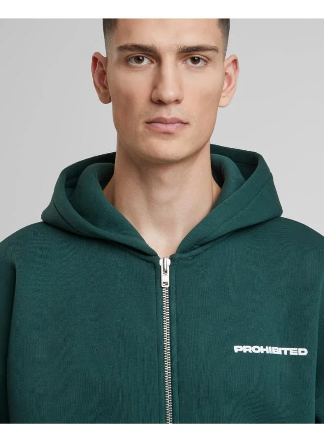 Prohibited British Racing Green Basic Logo Zip-Hoodie  | Best Price UAE