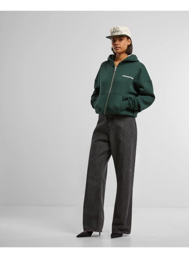 Prohibited British Racing Green Basic Logo Zip-Hoodie  | Best Price UAE