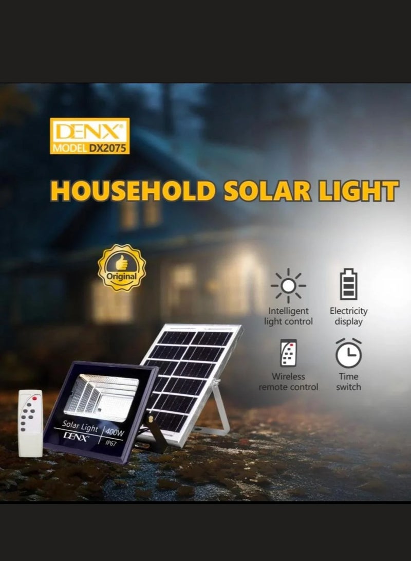 Denx 400W Solar Powered LED Flood Light with 4000mAh Battery - Image 2