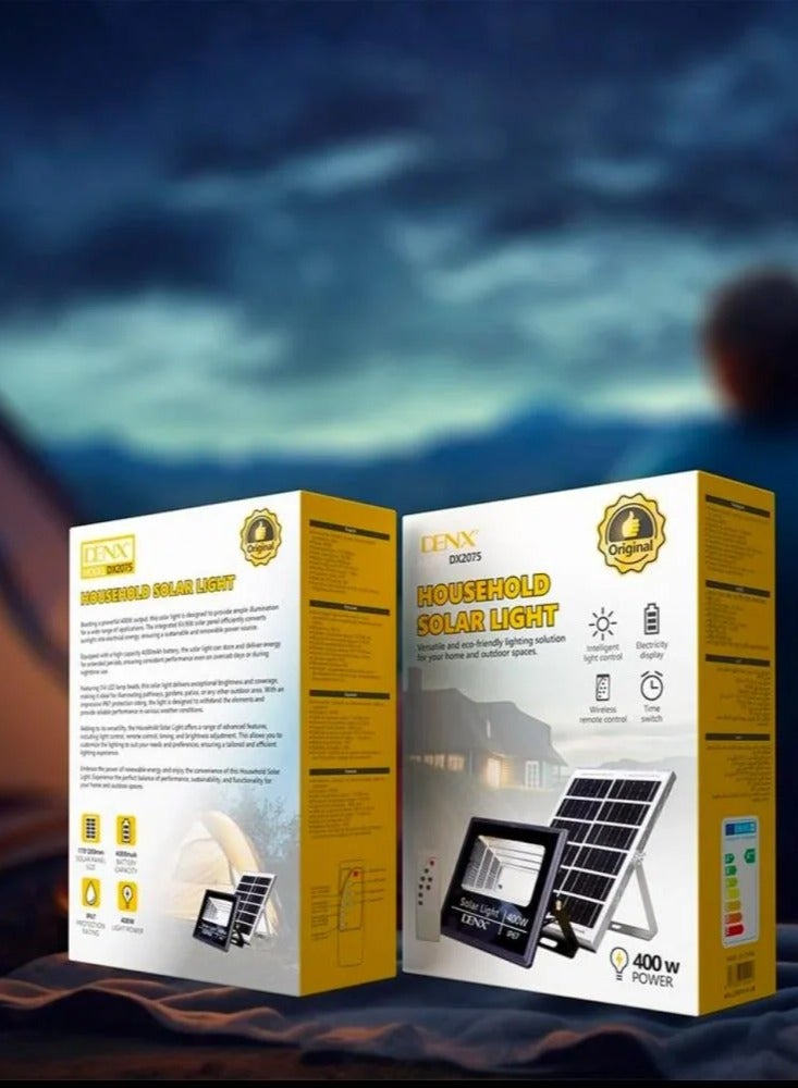 Denx 400W Solar Powered LED Flood Light with 4000mAh Battery - Image 3