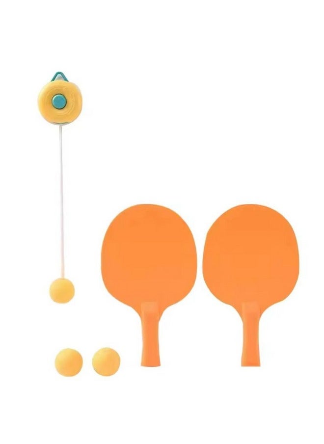 Eitheo Indoor Hanging Table Tennis Set for Kids, Table Tennis Self Training Game Set with 3 Ping Pong Balls & 1 Pair Paddle, Ping Pong Training Set Portable Adjustable Game for Kids - Multicolor
