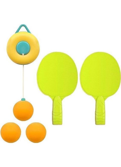 Eitheo Indoor Hanging Table Tennis Set for Kids, Table Tennis Self Training Game Set with 3 Ping Pong Balls & 1 Pair Paddle, Ping Pong Training Set Portable Adjustable Game for Kids - Multicolor