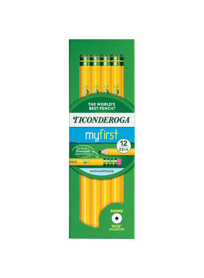 Ticonderoga ® Beginners' Elementary Pencils, With Eraser, #2 Lead, Yellow Barrel, Pack Of 12 - Image 1