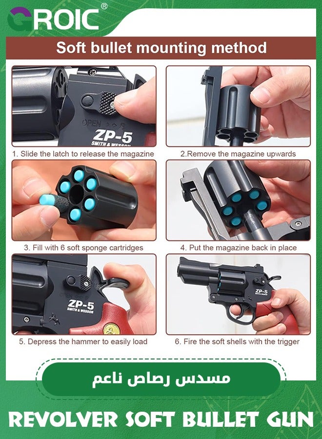 GROIC Soft Bullet Gun Toy Revolver Gun with 30 PCS Soft Foam Refill Bullets and Shooting Target, Shooting Games Play Toys Revolver Gun Education Toy Model Realistic Toy  - Image 5