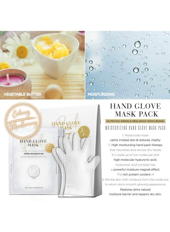 DLUX PROFESSIONAL Hand Masks 5 Packs Of 2 Moisturizing Fragrant Hand Mask Gloves Protein Rich Moisturizing Gloves For Dry Hands Single Use Hand Masks For Dry Cracked Hands Overnight - Image 4