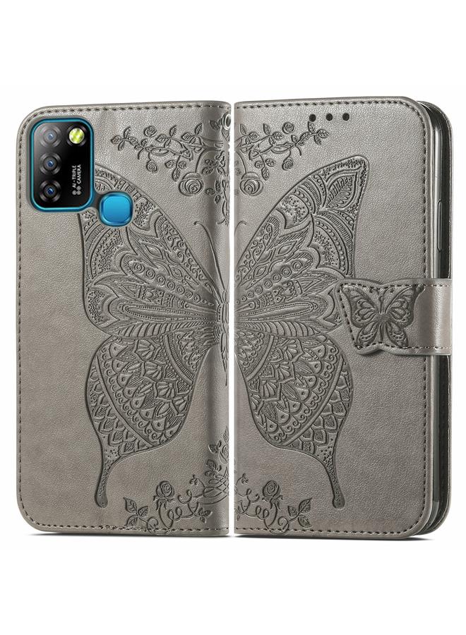 زبون جراب لهاتف Infinix Smart 5 من الجلد المنقوش بنقشة زهور الفراشة مع حامل وفتحات للبطاقات ومحفظة وحبل تعليق - Image 2