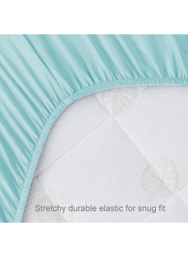Biloban Crib Sheets Fitted for Standard Crib Mattress 2 Pack, Ultra Soft Baby Sheets for Crib, Machine Washable, Microfiber, White & Aqua - Image 5