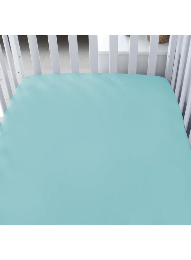 Biloban Crib Sheets Fitted for Standard Crib Mattress 2 Pack, Ultra Soft Baby Sheets for Crib, Machine Washable, Microfiber, White & Aqua - Image 2