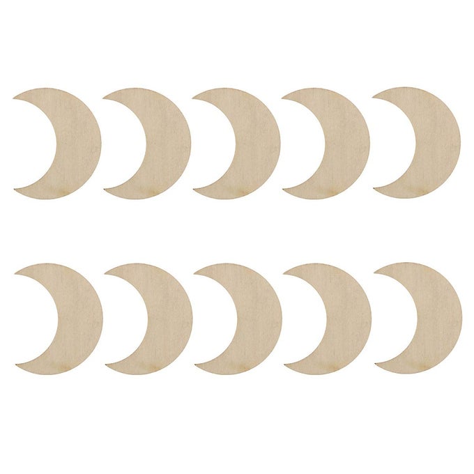 20PCS MOON SHAPED WOOD CUTOUTS DIY CRAFT EMBELLISHMENTS MOON UNFINISHED WOOD ORNAMENTS DECORATION