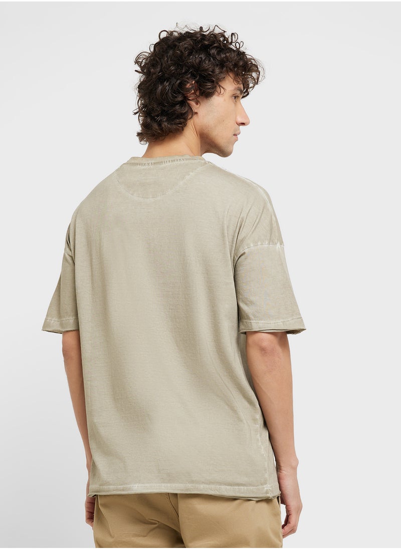D-Struct Mens Oversized Cut And Sew Washed Tshirt  - Image 2