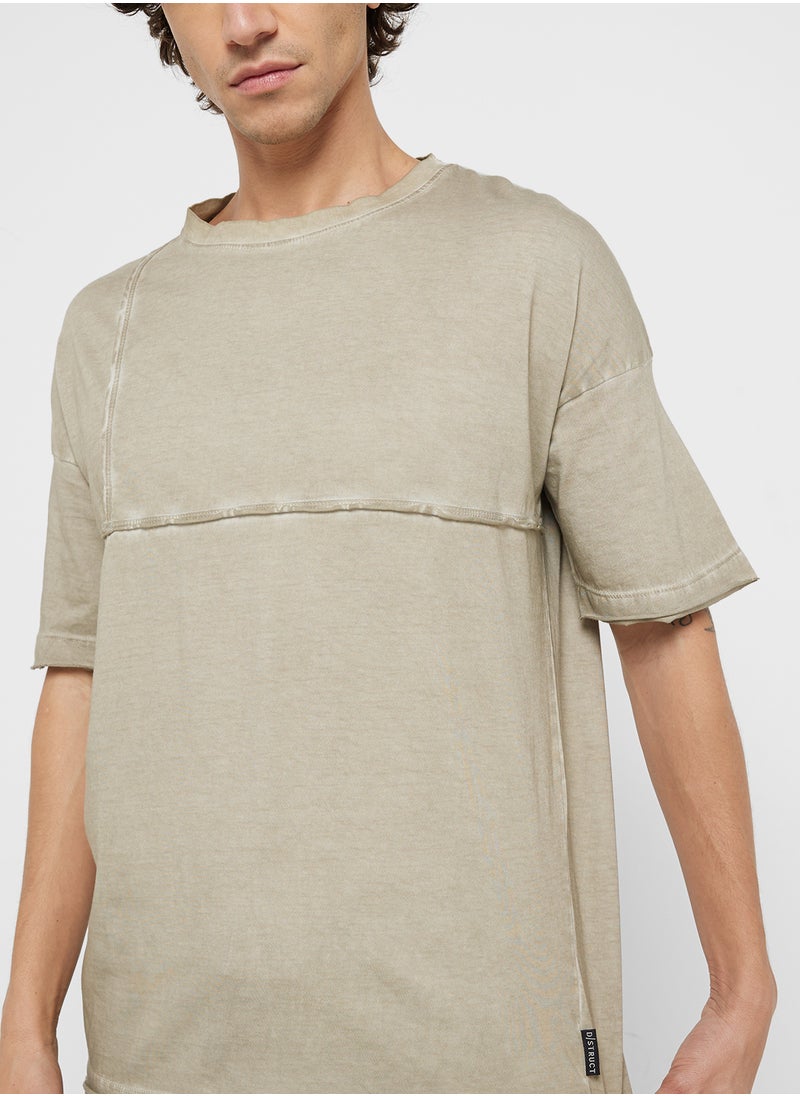 D-Struct Mens Oversized Cut And Sew Washed Tshirt  - Image 3