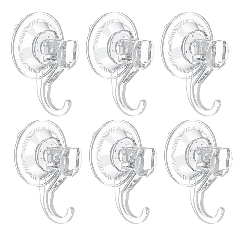 VISV Suction Cup Hooks Small Shower Suction Hooks Heavy Duty Removable and Reusable Clear 6 Pcs