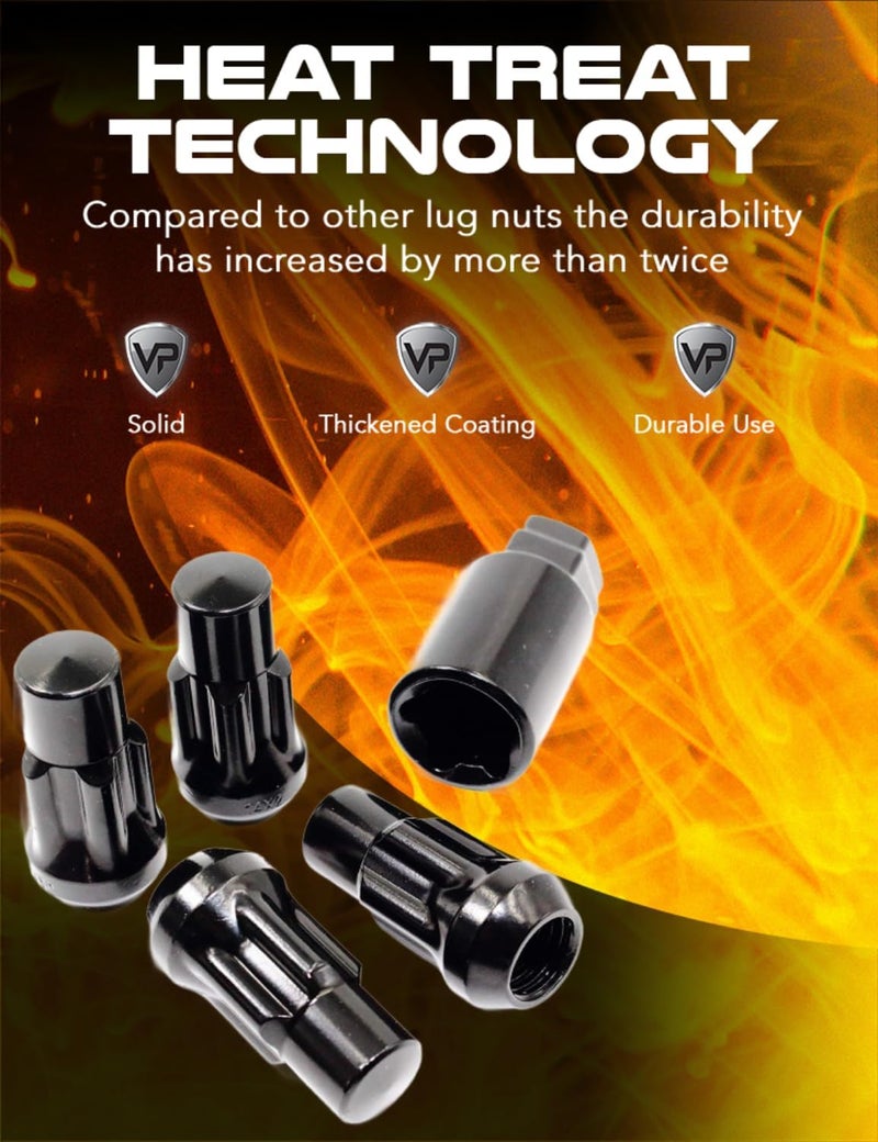 Veritek Performance Black Acorn Bulge Tuner Wheel Locks - Image 5