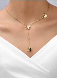 KAAF CREATIONS 18K Gold Plated Stainless Steel, Butterfly Y-Drop butter fly Necklace, 40+5 cm Chain Length  - Image 2